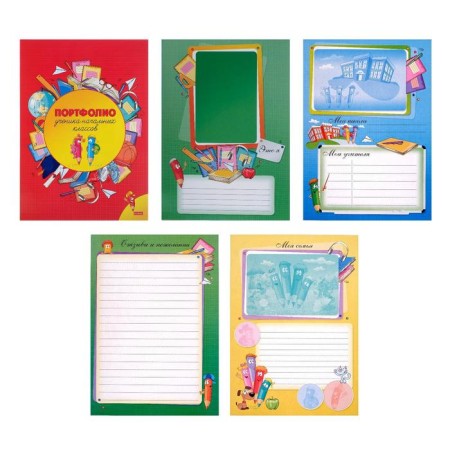 Set of liners for portfolio, "Funny pencils", for primary school students, A4, 16 sheets-1