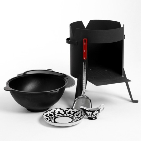 Set for pilaf 5 items, cauldron 10l, stove for cauldron, saucer, frog 28cm, Schumovka 45cm-5