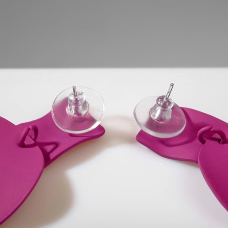 Earrings Metal "brightness" geometry, raspberry color-2