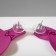 Earrings Metal "brightness" geometry, raspberry color