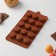 Condody shares form for chocolate, silicone, 20 × 11 × 1.5 cm, 15 cells (2.5 × 2.5 × 1.5 cm), brown color