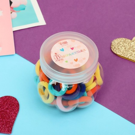 Hair elastic band "Poles" (set 50 pcs) Assorted, 2 cm, mix-1