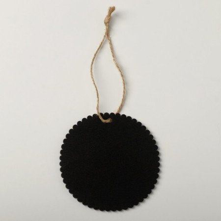 Cretaceous price tag "Birka" 8 × 8 on a rope, a ribbed circle, (packaging 10 pcs.), Black color-1