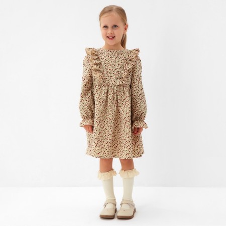 Платье для девочки MINAKU: Cotton collection цвет бежевый, р-р 116