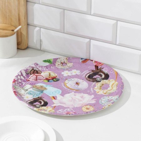 Plastic tray "Makaruns", D = 32 cm, MIX drawing-7