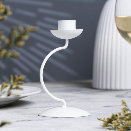 Summary Metal for 1 candle "Mona", 14x7.3 cm, white-1