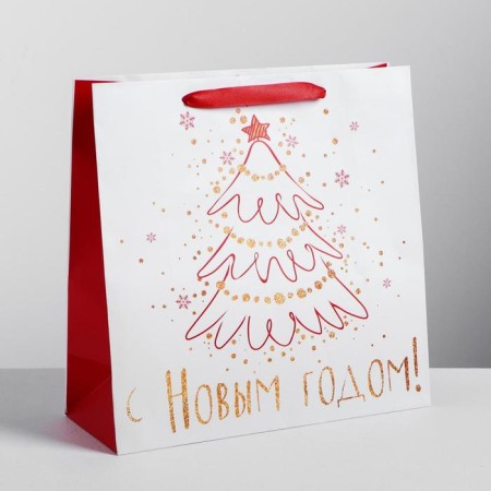 Laminated square Square "Snow New Year!", 30 x 30 x 12cm, New Year-1