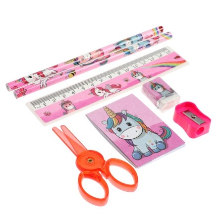 Tables of a desktop children's "unicorn" (stand+2 pencil+ruler+sharpener+eraser+notebook 8 sheets+scissors)-7