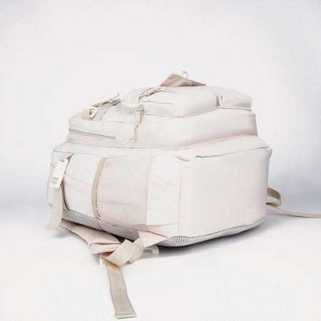 School backpack from textiles, 6 pockets, milk color-5
