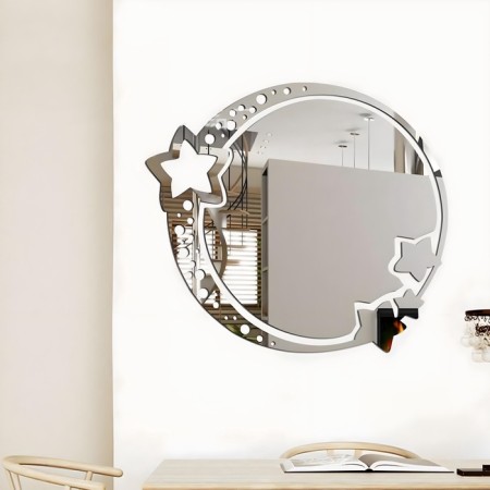 Wall mirror, interior, mirror stickers, decor on the wall, panel 22 x 19 cm-2