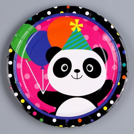 Paper plate "Panda with balls", in a set of 6 pcs.
