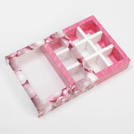 Box for 9 sweets with “cozy moments” cells 14.5 x 14.5 x 3.5 cm, New Year-3