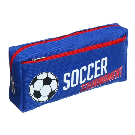 School Penal on the zipper Calligrata "Football", 2 departments, blue