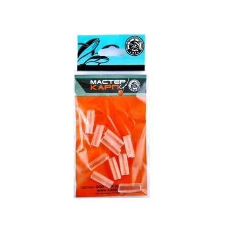 Carp tackle sleeve, silicone, bag, 10 pcs, transparent color