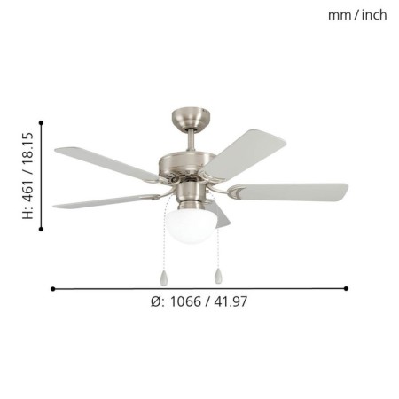 Ceiling fan with CADIZ lamp, 1x40W, E27, steel, nickel, glass, white-3