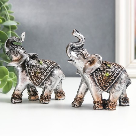 Souvenir Polystone "Elephants in Triangular Propons" set 2 pcs 8x3x7.5 cm-5