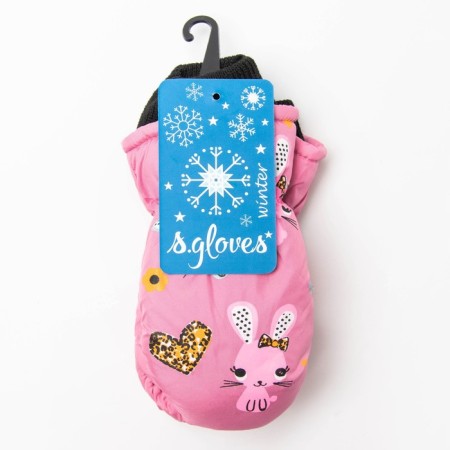 Mittens for children, pink color, size 15 (7-8 years)-4