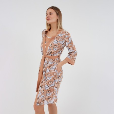 Female homemade set (robe/shirt), beige color, size 52-11