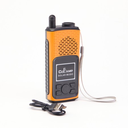 Battery Light, 1,500 mAh, radio, column, with a solar battery, orange-2