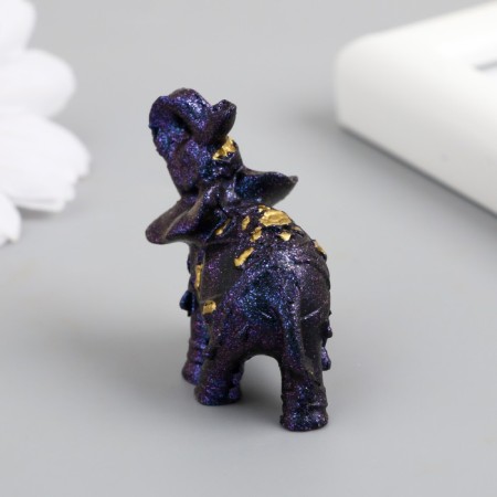 Polystone souvenir "Blue-violet elephant with a blanket and gold" 4x2x4 cm-2