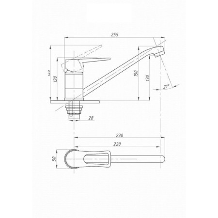 FAUZT FZS-805-129 kitchen mixer, single-leaf, pour length 220 mm, chrome-3