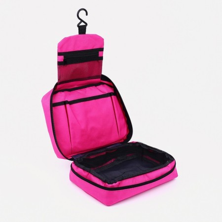 Road cosmetic bag, lightning department, hook, raspberry color-2