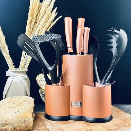 Set of knives and kitchen accessories Lenardi, on a stand, 12 items