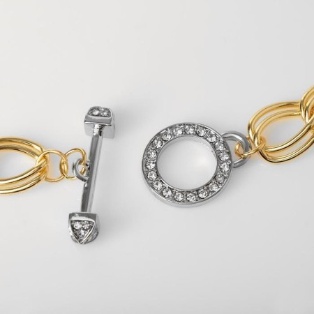 The necklace "chain" cloves with rhinestones, white color in golden-silver, l = 42 cm-1