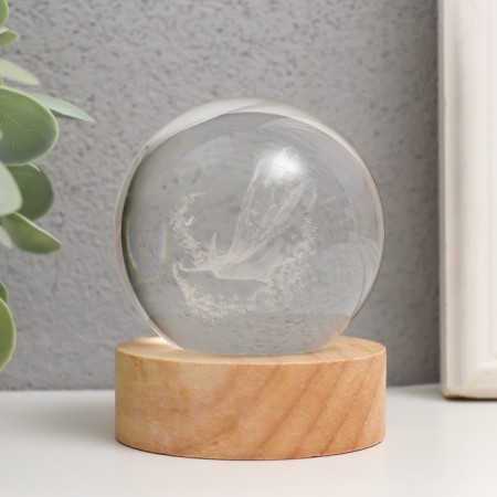 Souvenir glass backlight "Fairy" d = 6 cm stand wood, usb 6.5x6.5x7.5 cm-1