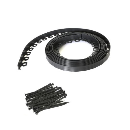Garden plastic curb, 38 mm, black, 10 m + 30 stakes, "mango