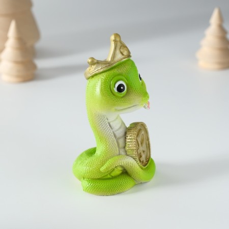 Polystone souvenir "Snake in a crown with a hill/coin" mix 5x4x8.5 cm-2