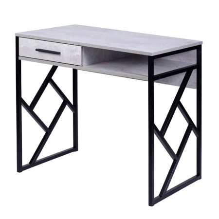 Written table Frame New, 800 × 510 × 760 mm, color cement light / black metal
