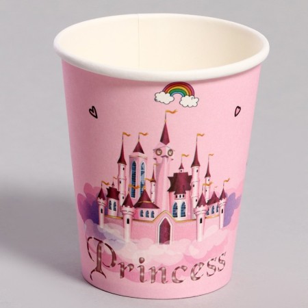 Paper glasses "Happy Birthday" with a princess, 6 pcs