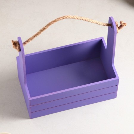 Wooden Kashpo 25.5 × 15 × 30 cm "AROMA", handle rope, purple-2