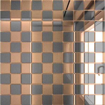 Mirror mosaic "Bronze" (50%) + "graphite" (50%) with chip 25x25 mm