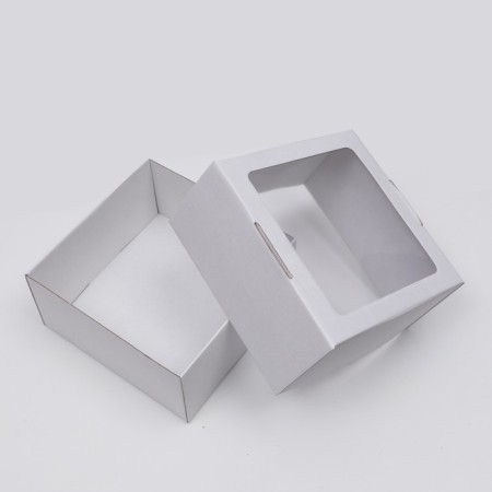 Self -charged box, with a window, craft, white, 23 x 23 x 12 cm-2