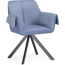 Chair on the metal frame Caita metal/fabric, black/blue 66x53x86 cm