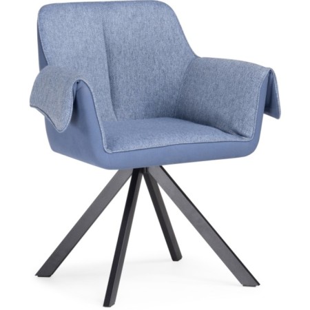 Chair on the metal frame Caita metal/fabric, black/blue 66x53x86 cm