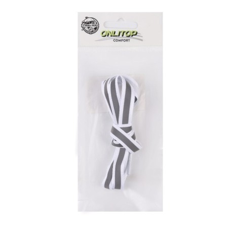 Shoe shoes, steam, flat, with a reflective strip, 10 mm, 70 cm, white color-5