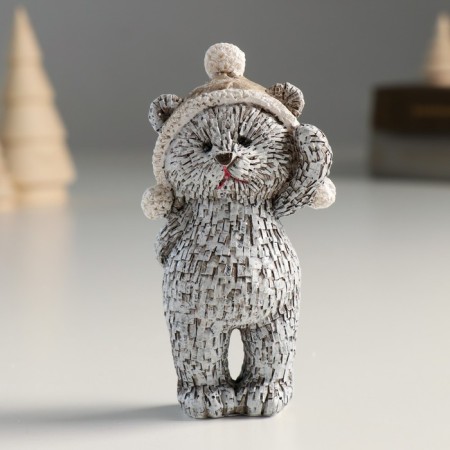 Souvenir Polystone "Bear in a head-header, stands" Gray mix 4.5x4x10.5 cm-1