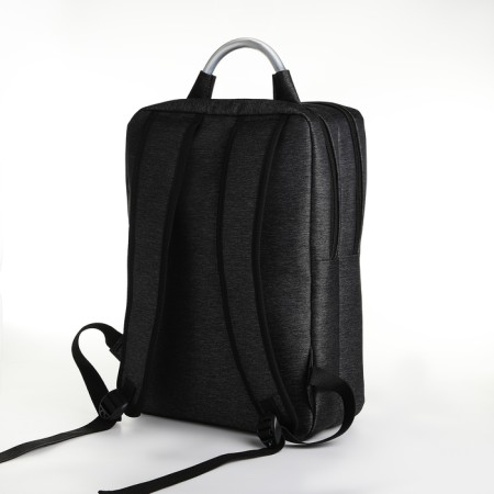 City backpack on a zipper, 2 pockets, with USB, black color-3
