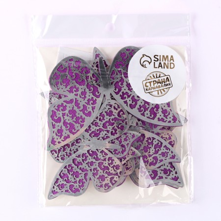 Set for decorating "butterflies" two -layer, set 12 pcs, color purple-4