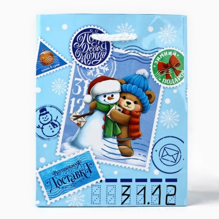 Package Gift New Year Laminated "New Year's Park", S 12 x 15 x 5.5 cm-1