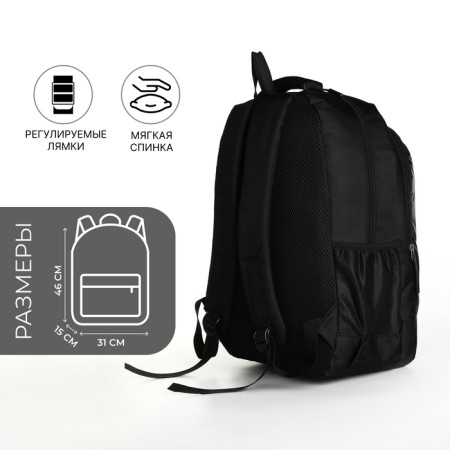 Youth backpack with a zipper, 4 pockets, black color-1