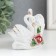 Souvenir Ceramics "Two Swan with Rosa" Straza 8x10.5x4 cm