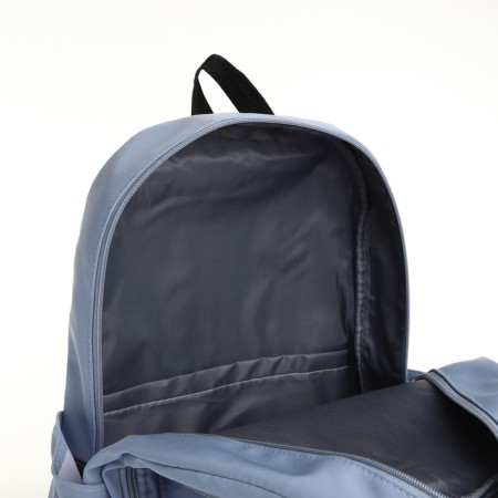 Youth backpack from textiles, 2 parts on lightning, 3 pockets, blue color-5