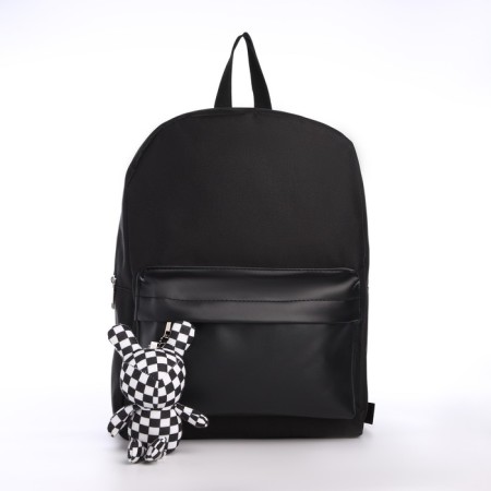 School textile school with pockets, 38x29x11 cm, black color-3