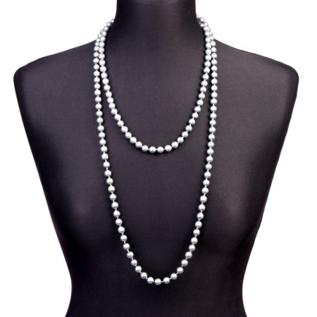 Carnival beads for pearls, 1.5 m, 8 mm, gray color-1