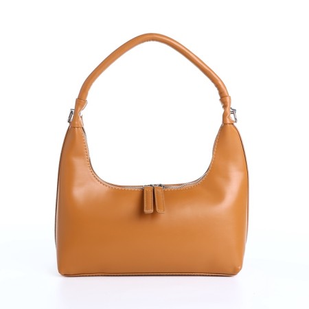 Baget bag with zipper, brown color
