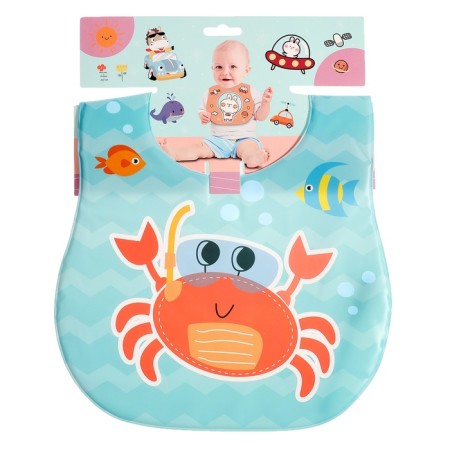 Bibslate for feeding "Favorite baby: crab", waterproof, blue color-5